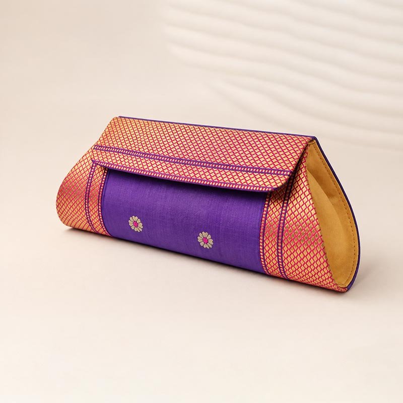 Paithani-Art-Silk-Damru-Clutch4 Paithani Art Silk Damru Clutch - Image 1